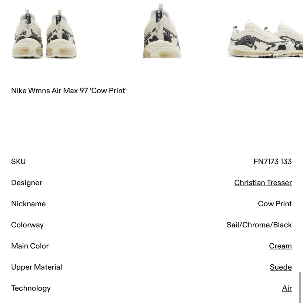 NIKE women’s Air Max 97 cow print sneakers size 7 - Picture 8 of 16